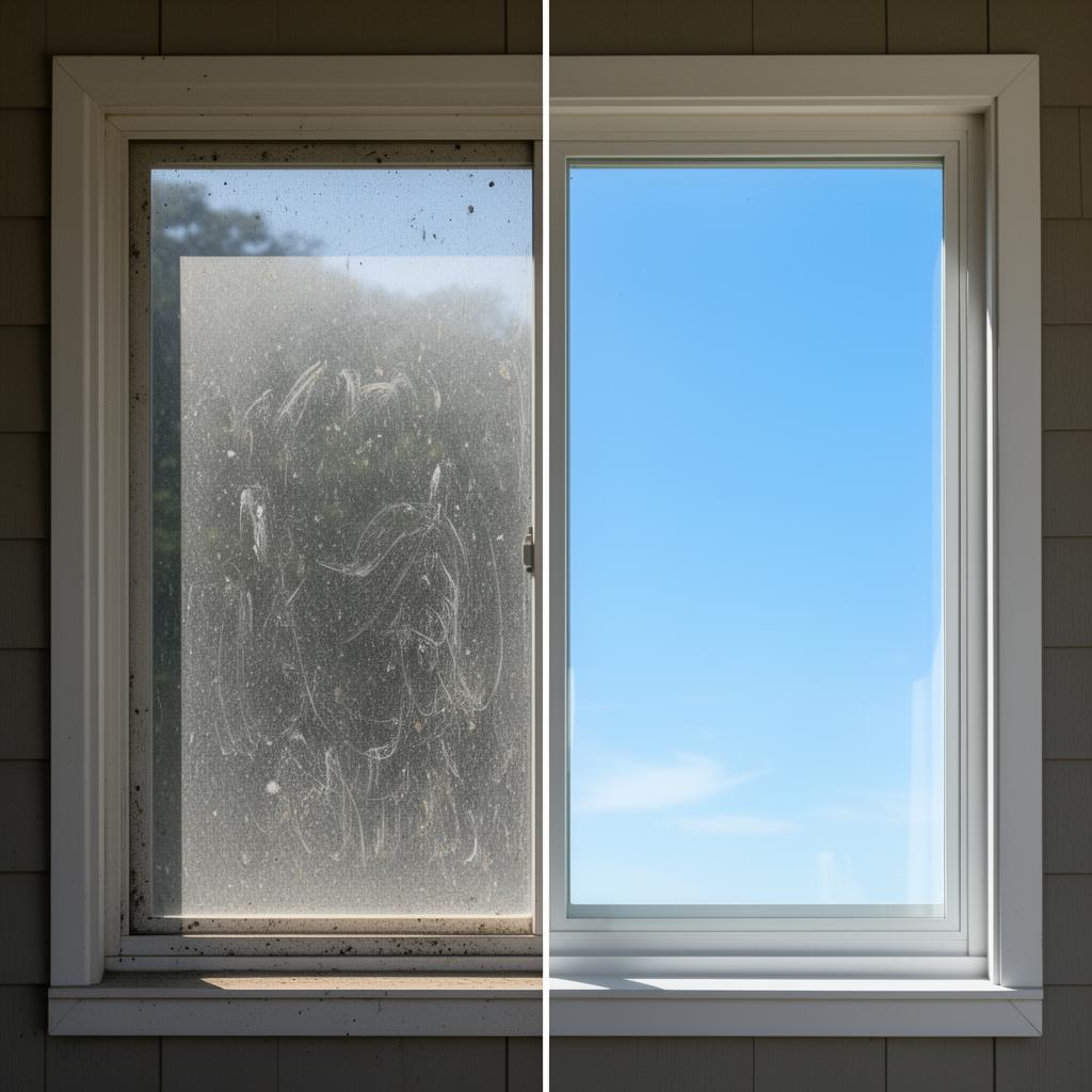 Before and after window cleaning result 1